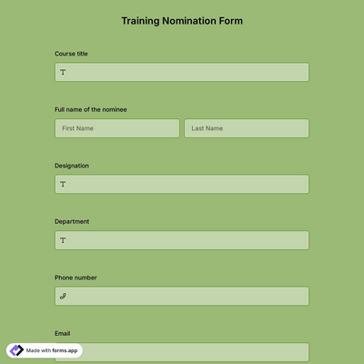 Training Nomination Form
