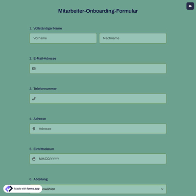 Mitarbeiter-Onboarding-Formular