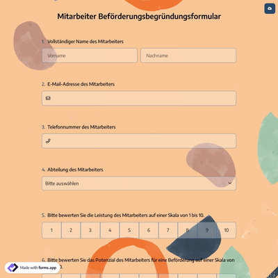 Mitarbeiter Beförderungsbegründungsformular