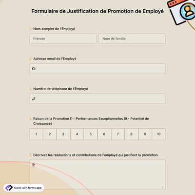 Formulaire de Justification de Promotion de Employé
