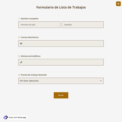 Formulario de Lista de Trabajos