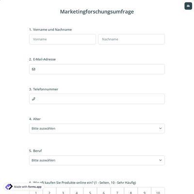 Marketingforschungsumfrage