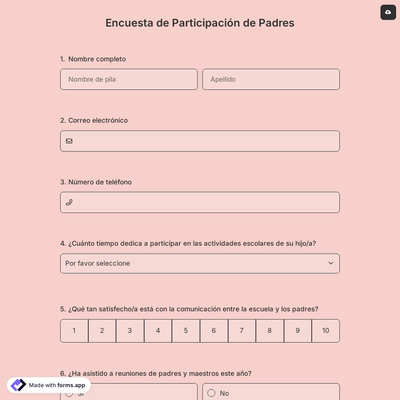 Encuesta de Participación de Padres
