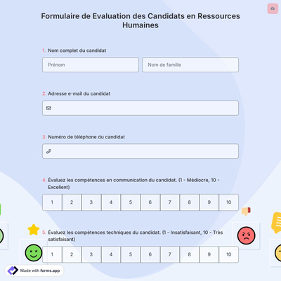 Formulaire de Evaluation des Candidats en Ressources Humaines
