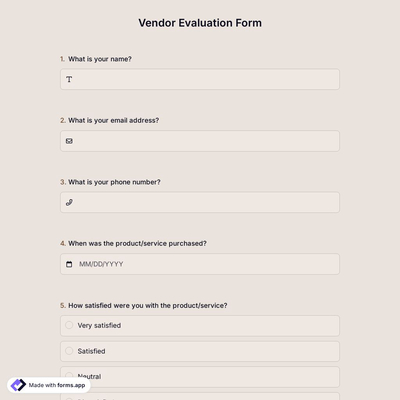 Vendor Evaluation Form