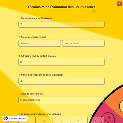 Formulaire de Évaluation des Fournisseurs