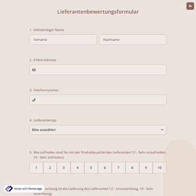 Lieferantenbewertungsformular