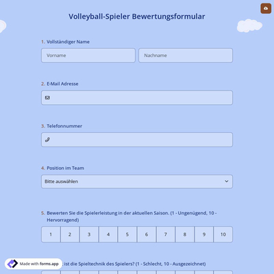Volleyball-Spieler Bewertungsformular