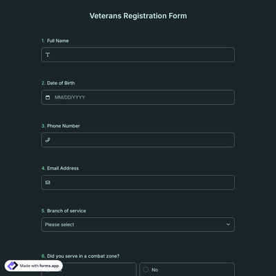 Veterans Registration Form