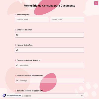 Formulário de Consulta para Casamento