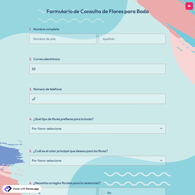 Formulario de Consulta de Flores para Boda