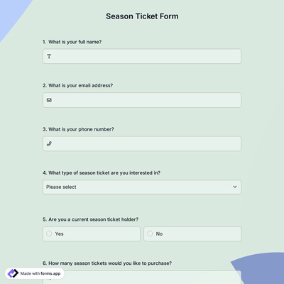 Season Ticket Form