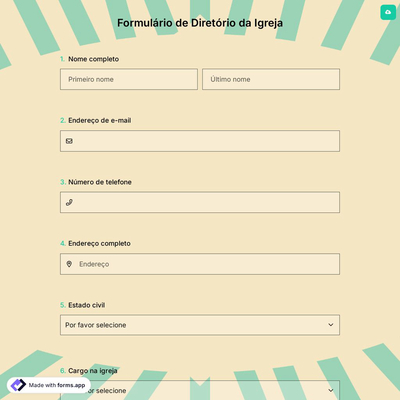 Formulário de Diretório da Igreja