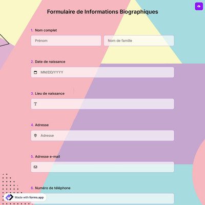 Formulaire de Informations Biographiques