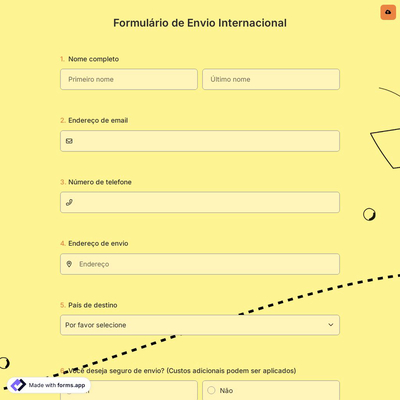 Formulário de Envio Internacional