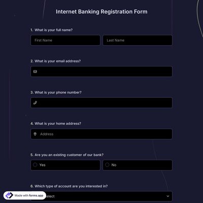 Internet Banking Registration Form
