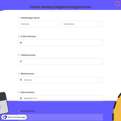 Online-Banking Registrierungsformular