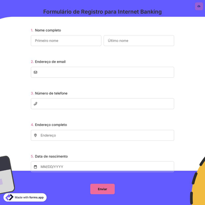 Formulário de Registro para Internet Banking
