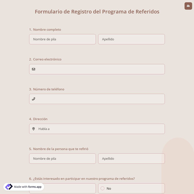 Formulario de Registro del Programa de Referidos