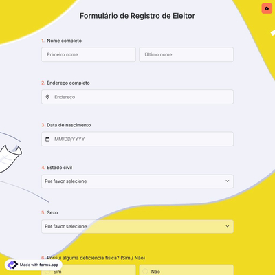 Formulário de Registro de Eleitor