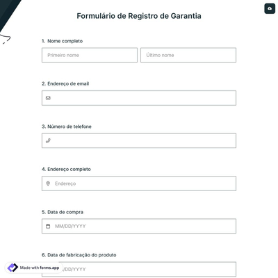 Formulário de Registro de Garantia