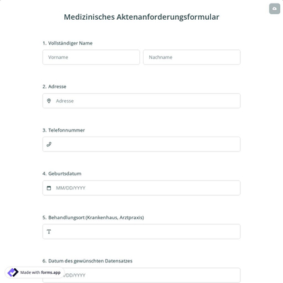 Medizinisches Aktenanforderungsformular