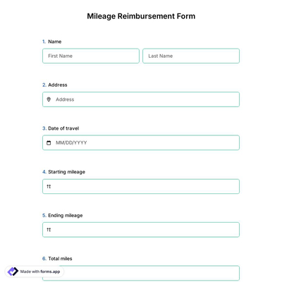 Mileage Reimbursement Form