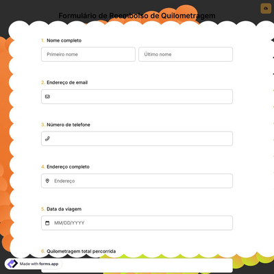 Formulário de Reembolso de Quilometragem