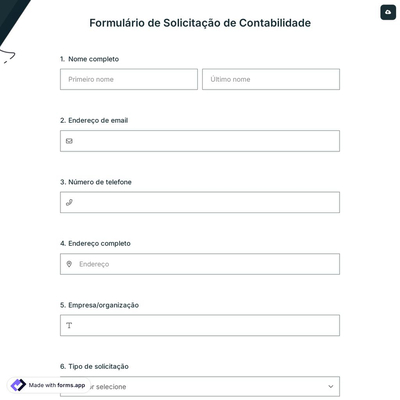 Formulário de Solicitação de Contabilidade