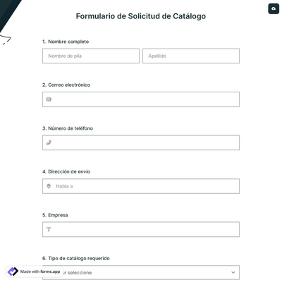 Formulario de Solicitud de Catálogo