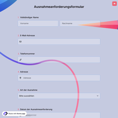 Ausnahmeanforderungsformular