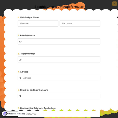 Beschleunigter Antragsformular