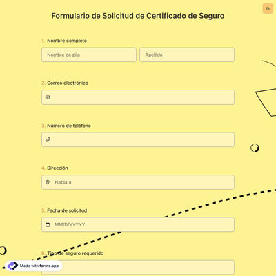 Formulario de Solicitud de Certificado de Seguro