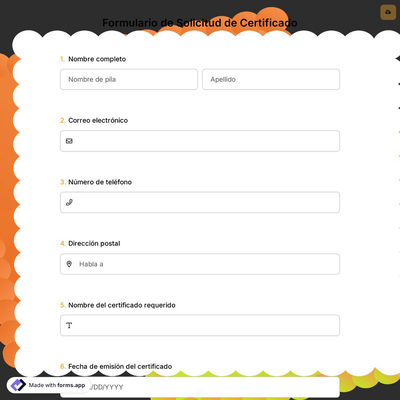 Formulario de Solicitud de Certificado
