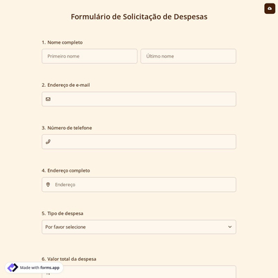 Formulário de Solicitação de Despesas