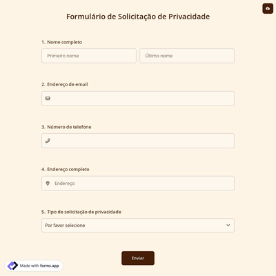 Formulário de Solicitação de Privacidade