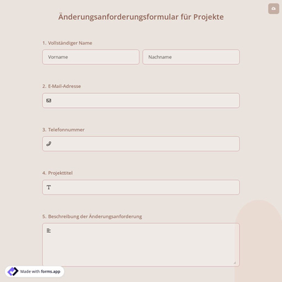Änderungsanforderungsformular für Projekte