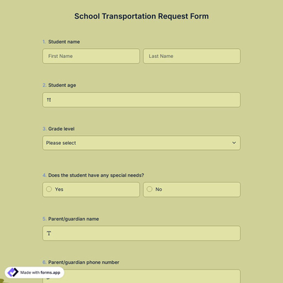 School Transportation Request Form