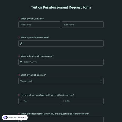 Tuition Reimbursement Request Form