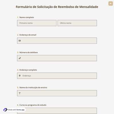 Formulário de Solicitação de Reembolso de Mensalidade