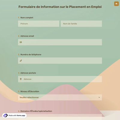 Formulaire de Information sur le Placement en Emploi