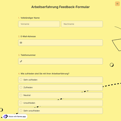 Arbeitserfahrung Feedback-Formular