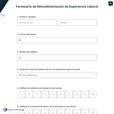 Formulario de Retroalimentación de Experiencia Laboral