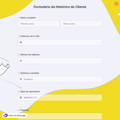 Formulário de Histórico do Cliente
