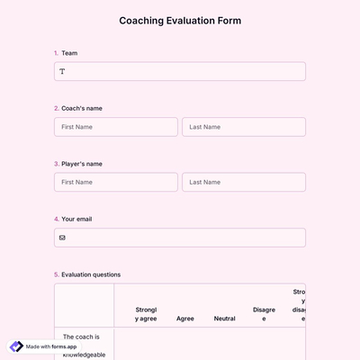 Coaching Evaluation Form