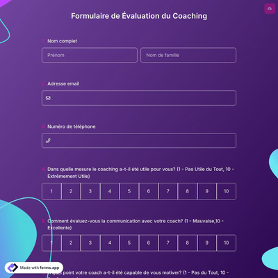 Formulaire de Évaluation du Coaching
