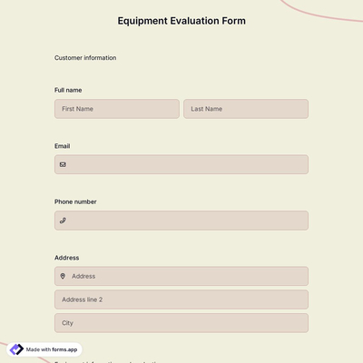 Equipment Evaluation Form