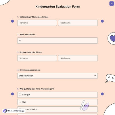 Kindergarten Evaluation Form
