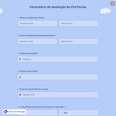 Formulário de Avaliação da Pré-Escola