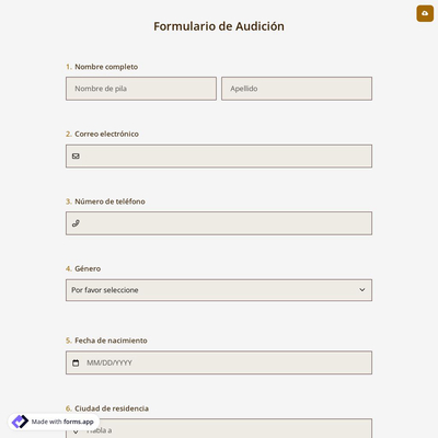 Formulario de Audición